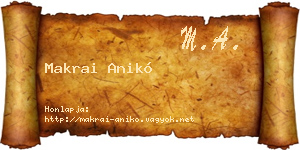 Makrai Anikó névjegykártya